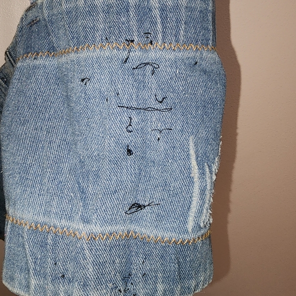 Denim Corset Top with Rhinestoned Fringe - Picture 4 of 4